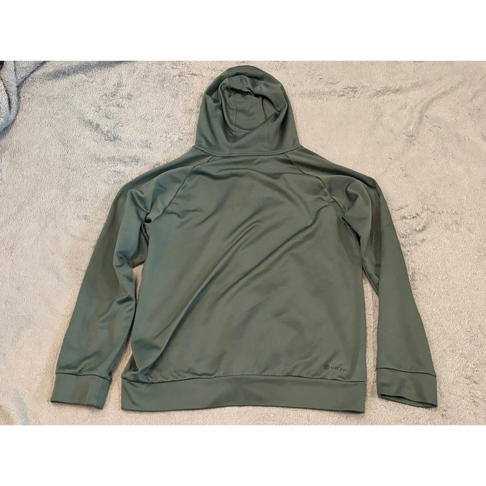 Adidas Training Mens Green Full Zip Hoodie Sweatshirt Recycled Polyester Medium